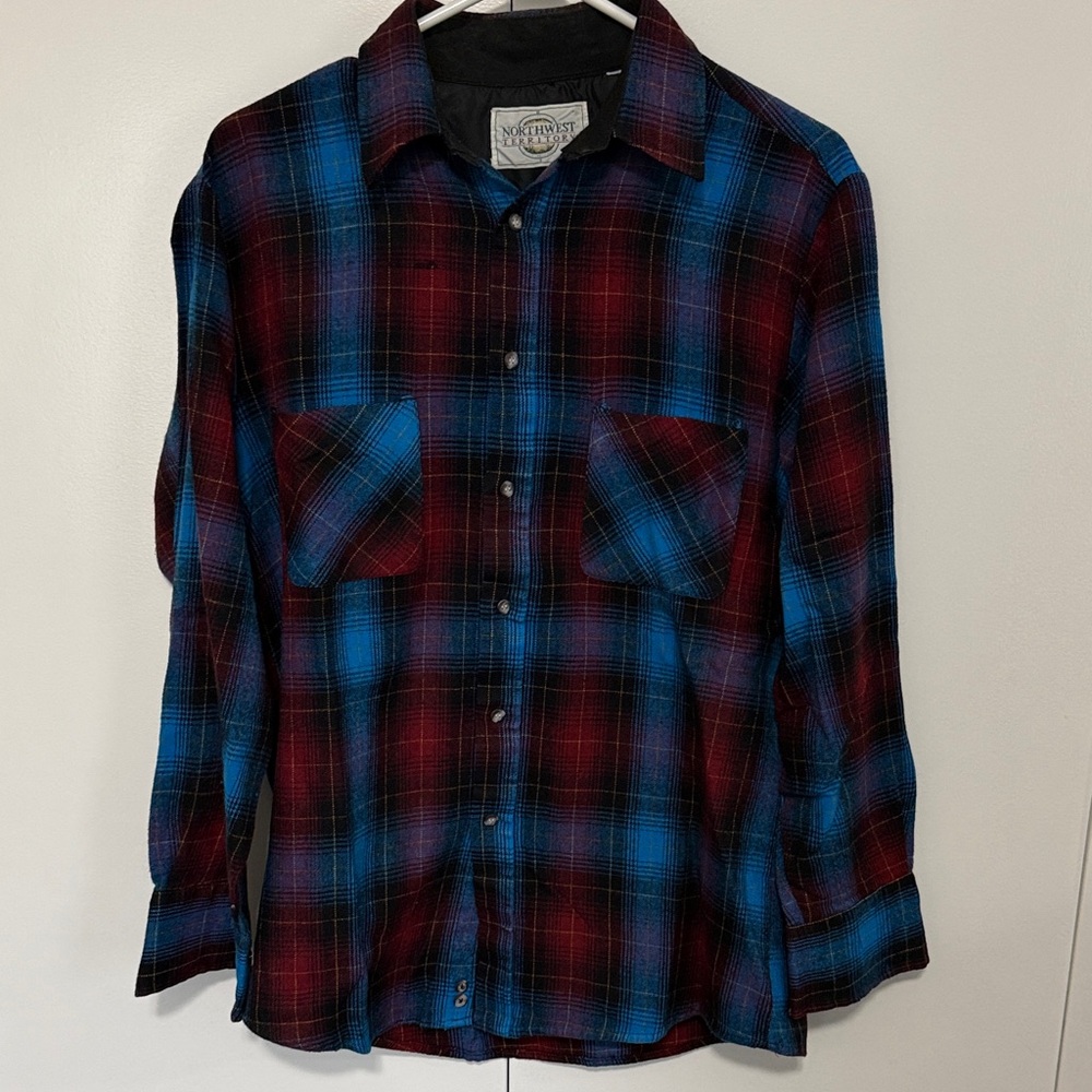 Northwest Territory Red and Blue Plaid Flannel Button-Down Shirt
